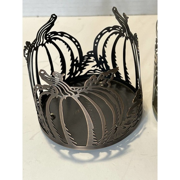 Bath & Body Works Accents Fall Acorn Leaves Pumpkin Metal 3 Wick
